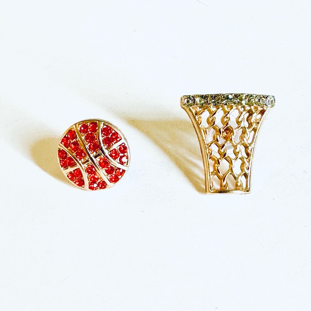 Crystal Basketball & Hoop earrings